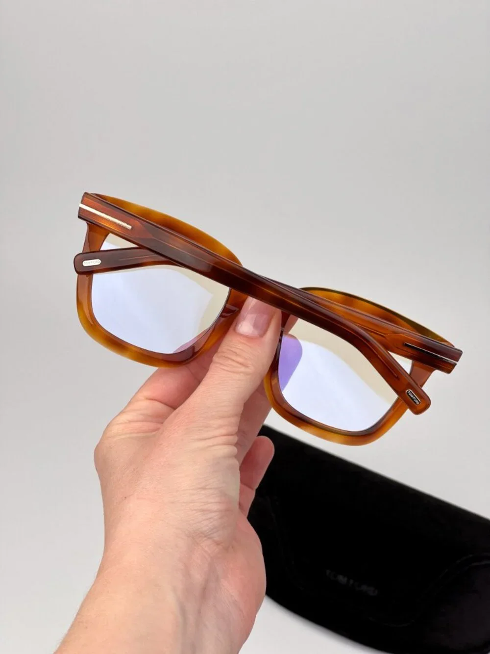 Tom Ford Women’s Eyeglasses Blonde Havana Square FT5880-B 053 Blue Light Block